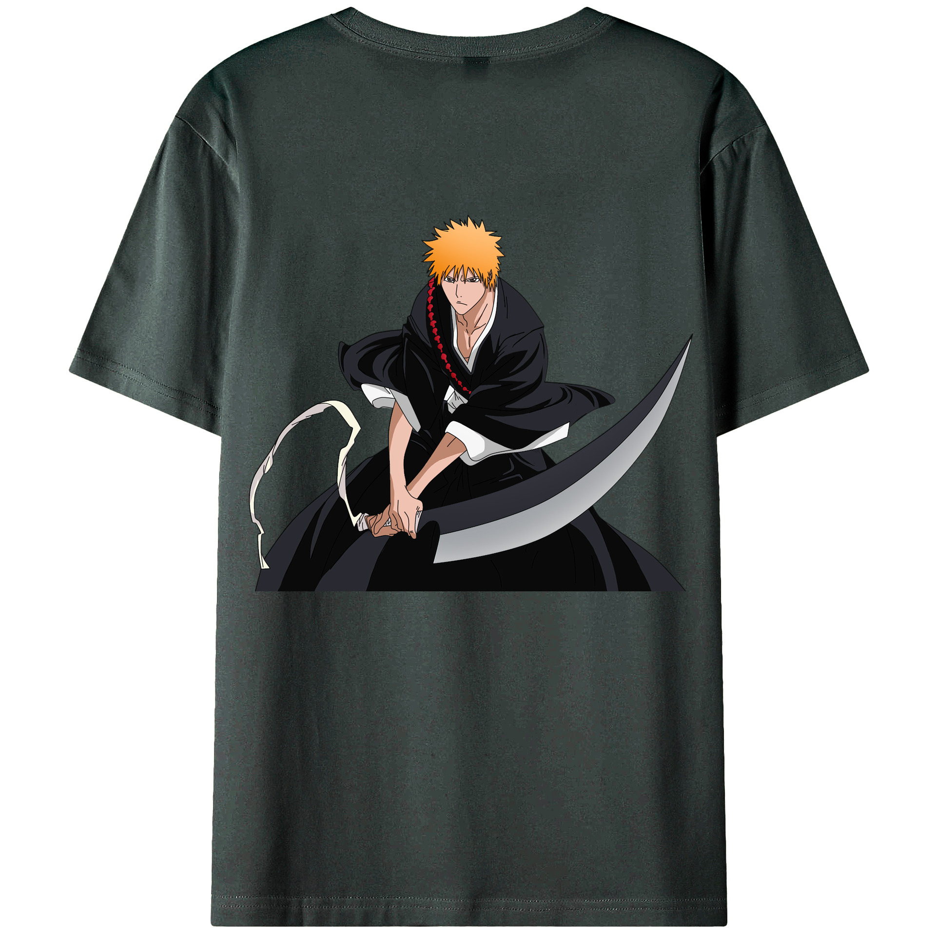 （画像用） ブリーチ 黒崎一護（くろさき いちご）BLEACH Kurosaki Ichigo 綿100％ メンズ半袖Tシャツ（バックプリント） 通気性